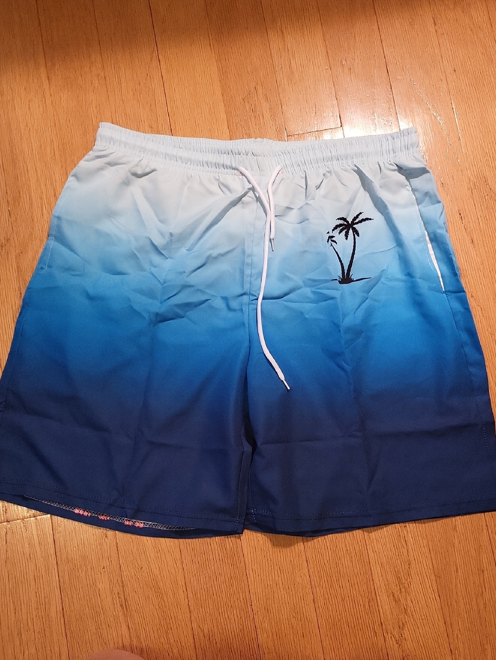 Source Unknown Blue Ombre Swim Board Shorts with Palm Tree NWOT
